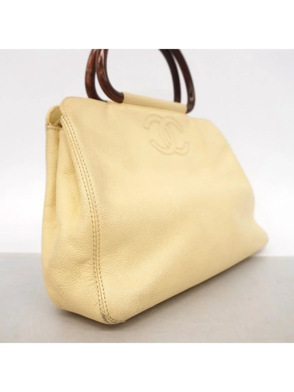 Chanel Handbag Caviar Leather Ivory Gold